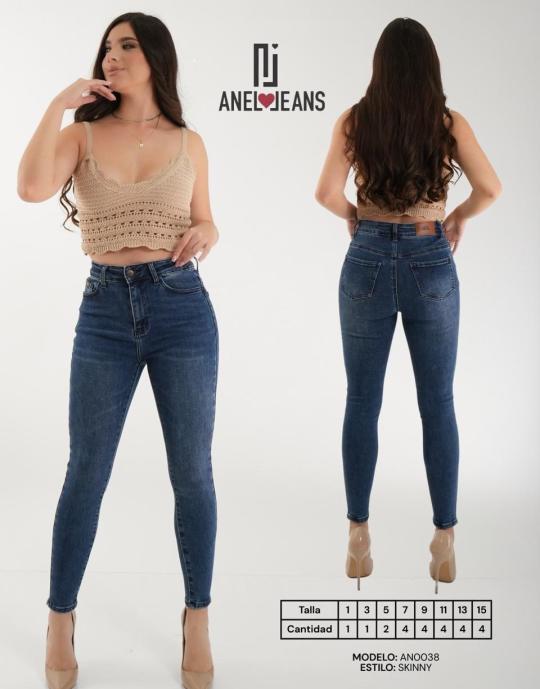 JEANS SKINNY ANEL MOD-0038 PAQUETE 12 PIEZAS $329 LA PZA (1 en talla 1, 1 en talla 3, 1 talla 5, 2 talla 7, 2 talla 9, 2 talla 11, 2 talla 13 y 2 talla 15)