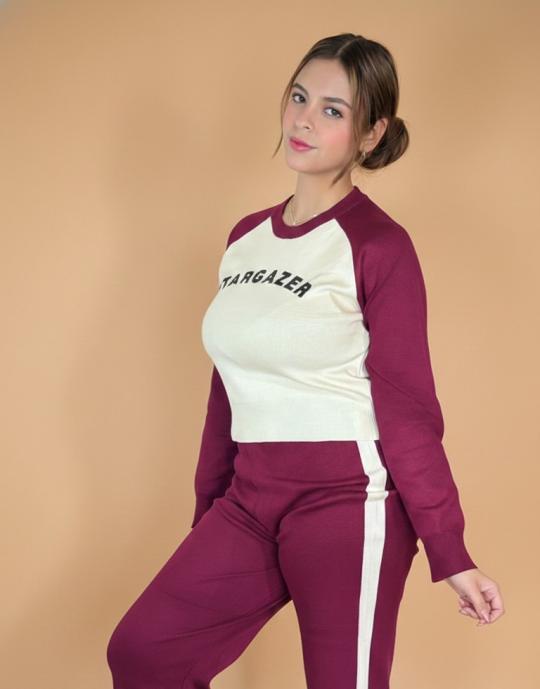 CONJUNTO TEJIDO VINO UNITALLA AC1151