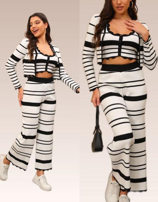 CONJUNTO TEJIDO TRES PZAS B/N UNITALLA ML88240